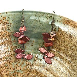 Copper Colored Dangle Leaf Earrings